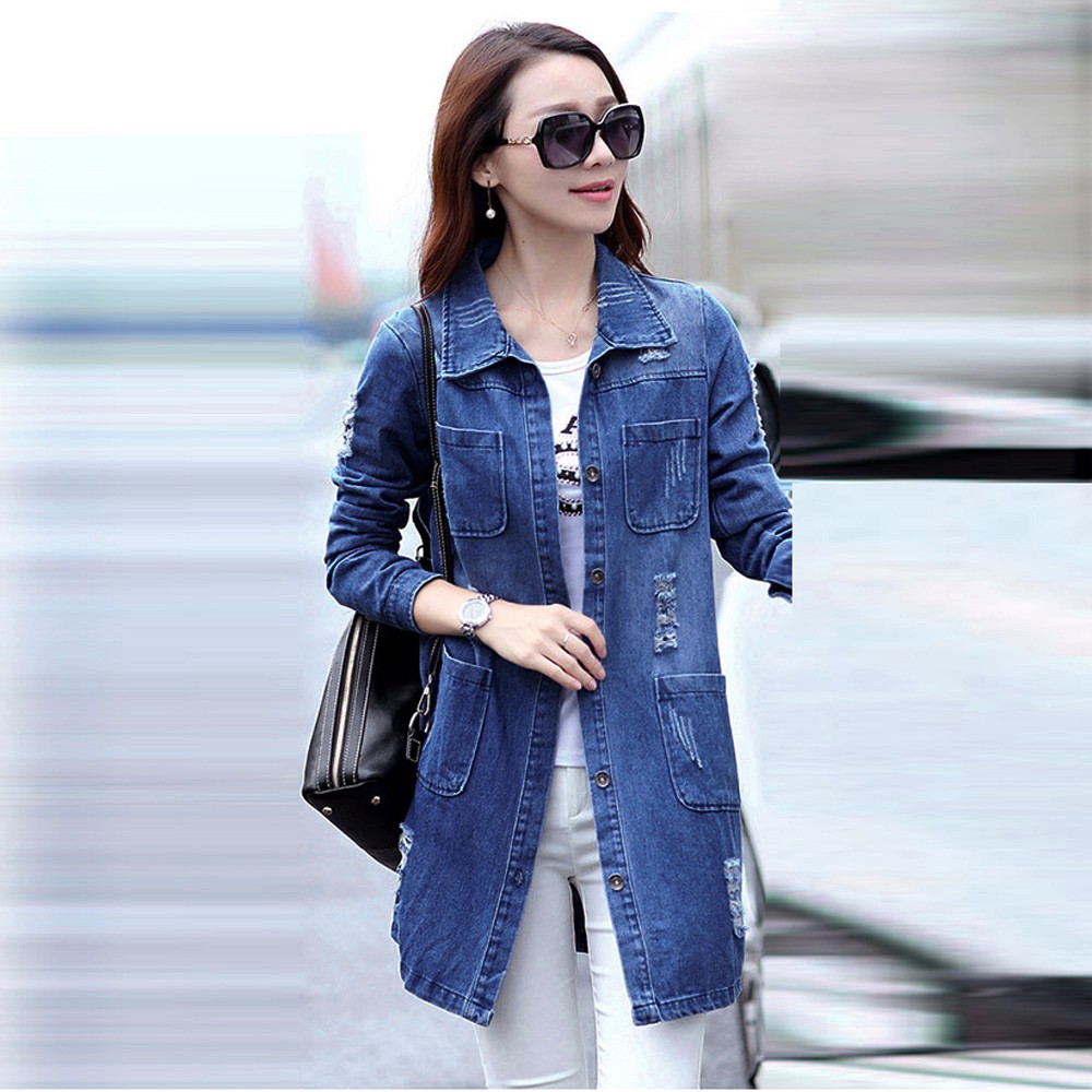 long jeans jacket women