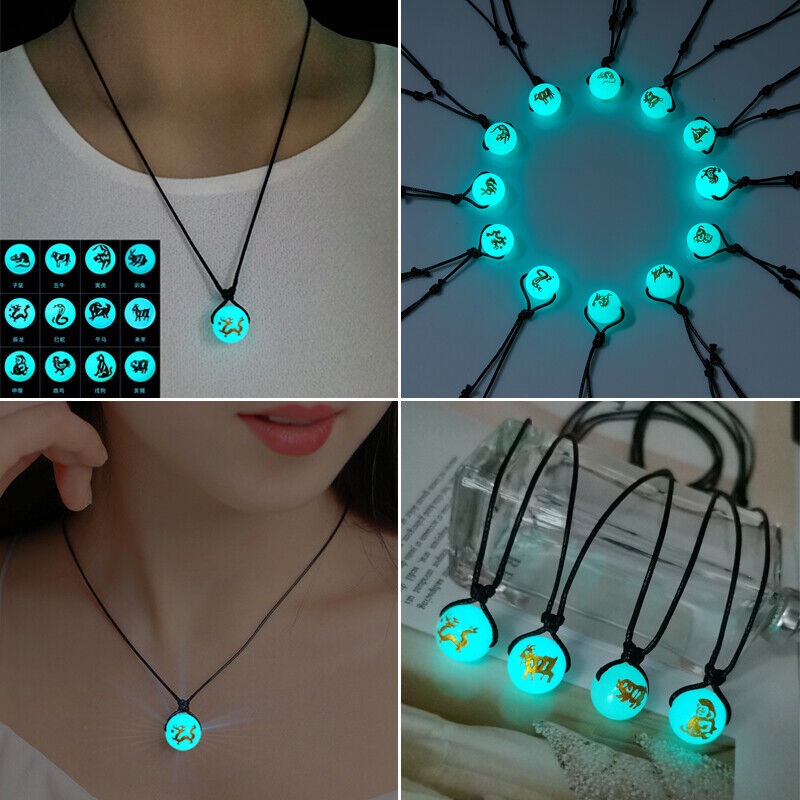 12 Zodiac Animal Luminous Couple Necklace for Men Women Fashion Pendant Clavicle Chain Birthday Gift Jewelry #7