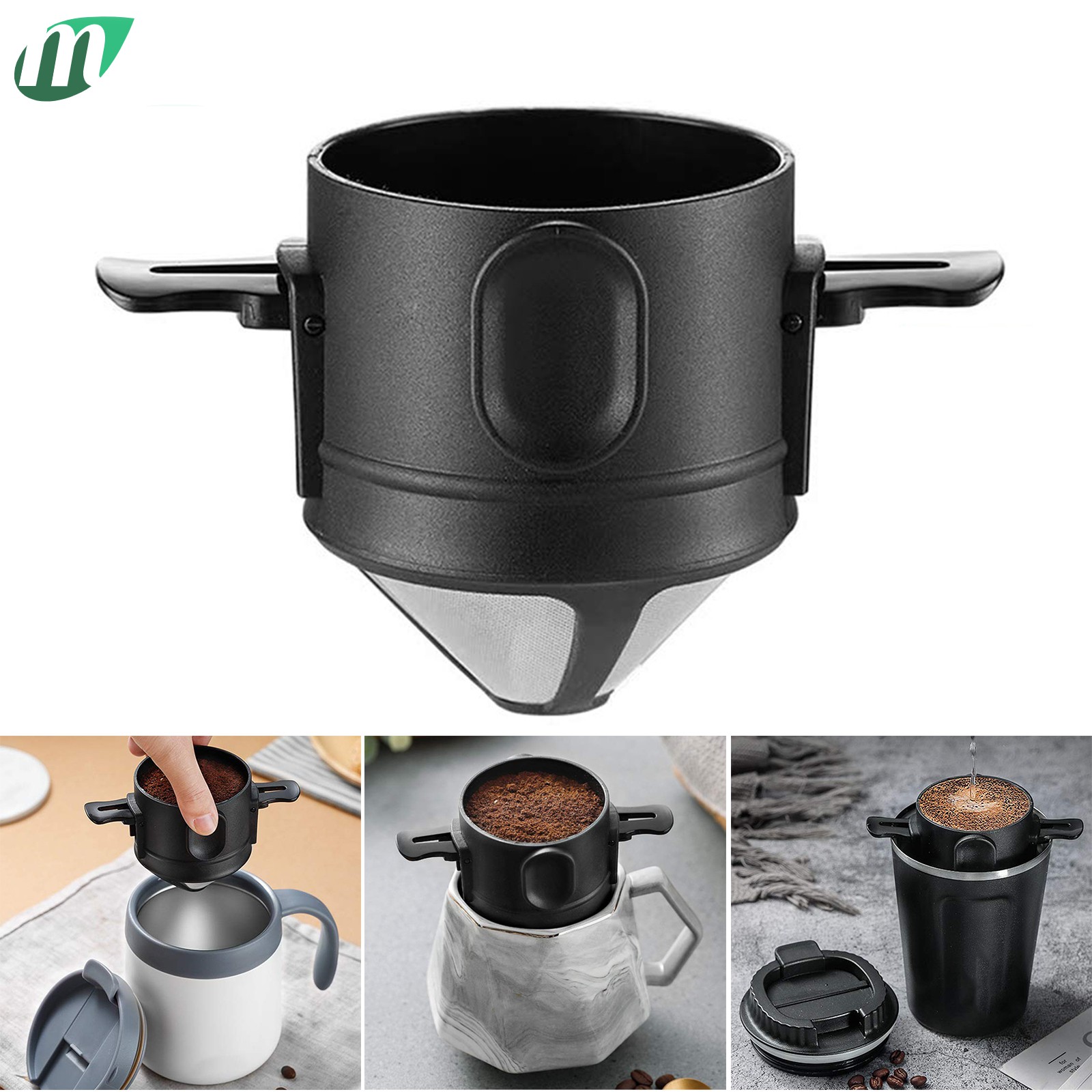 Taper Hand Brew Coffee Filter Foldable Stainless Steel Filter Mesh ...