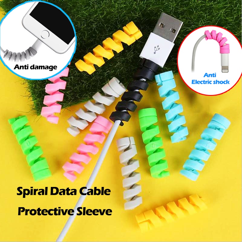 2Pcs Spiral Charger Cable Data Cable Cord Protective Sleeve Charger