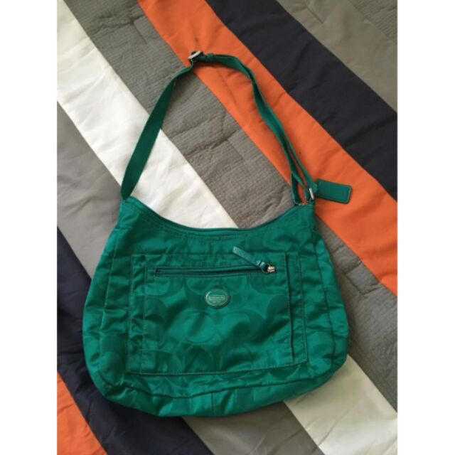 coach green handbag