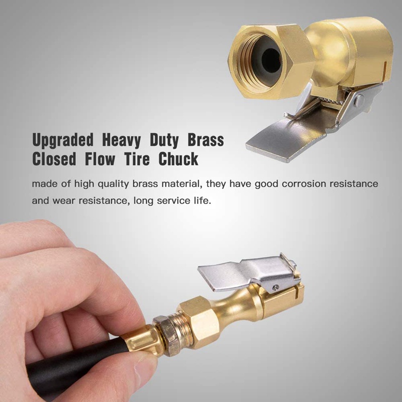 3 Pack Heavy Duty Brass Air Chuck Set, 1/4 Inch Brass Air Chuck for Tire Inflator Gauge Compressor Accessories