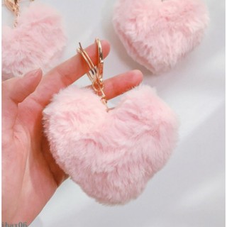 J.N.S_fashion Pom Fairy Dust heart shape Ladies Bag Pendant Fur KeyChain