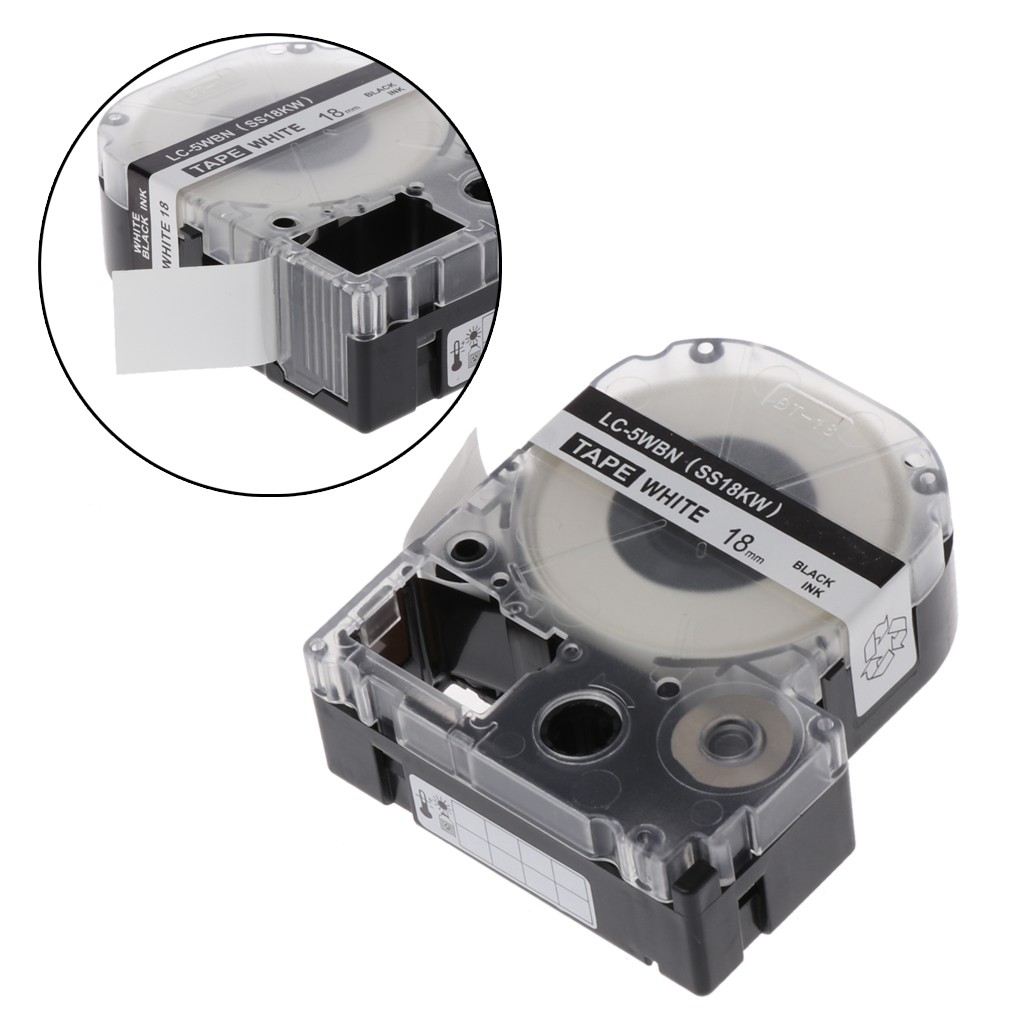 Black on White Label Tape Compatible Epson Label Tapes 18mm for LC5WBW