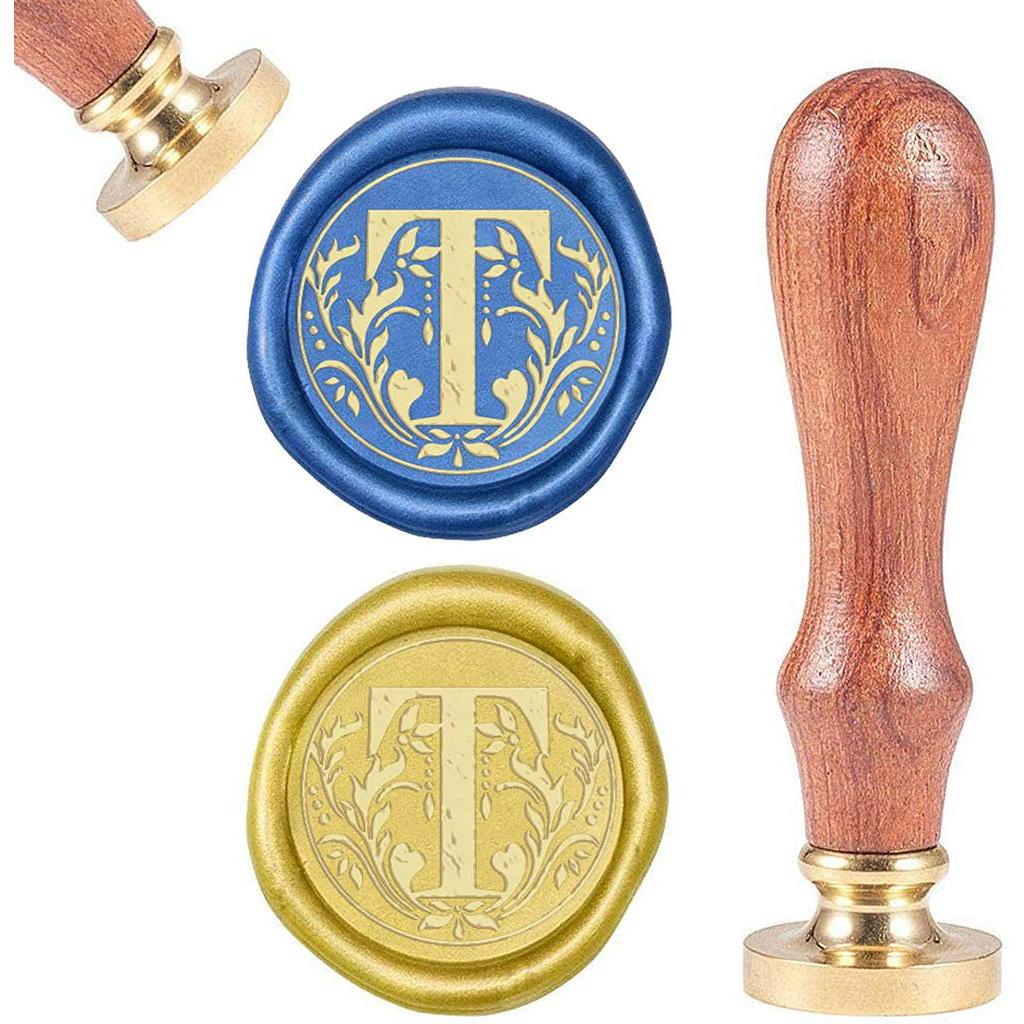 Lpraer Letter Wax Seal Stamp Vintage Retro Gold Brass Head with Wooden Handle Initial Alphabet Z 