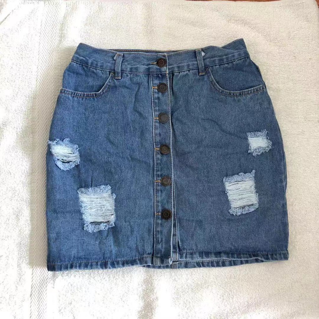 button down denim skirts