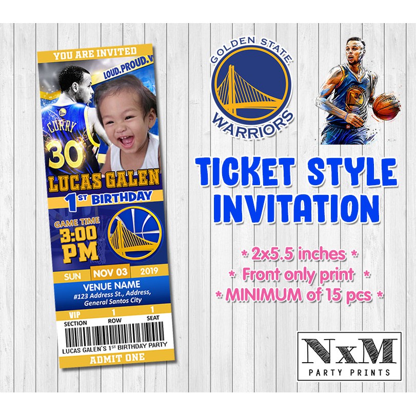 STEPHEN CURRY / GSW Ticket Style Invitation Card Shopee Philippines