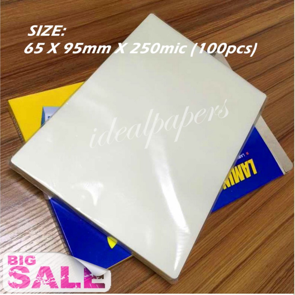 glossy laminating film 65x95mm 250mic 100pcs | Shopee Philippines