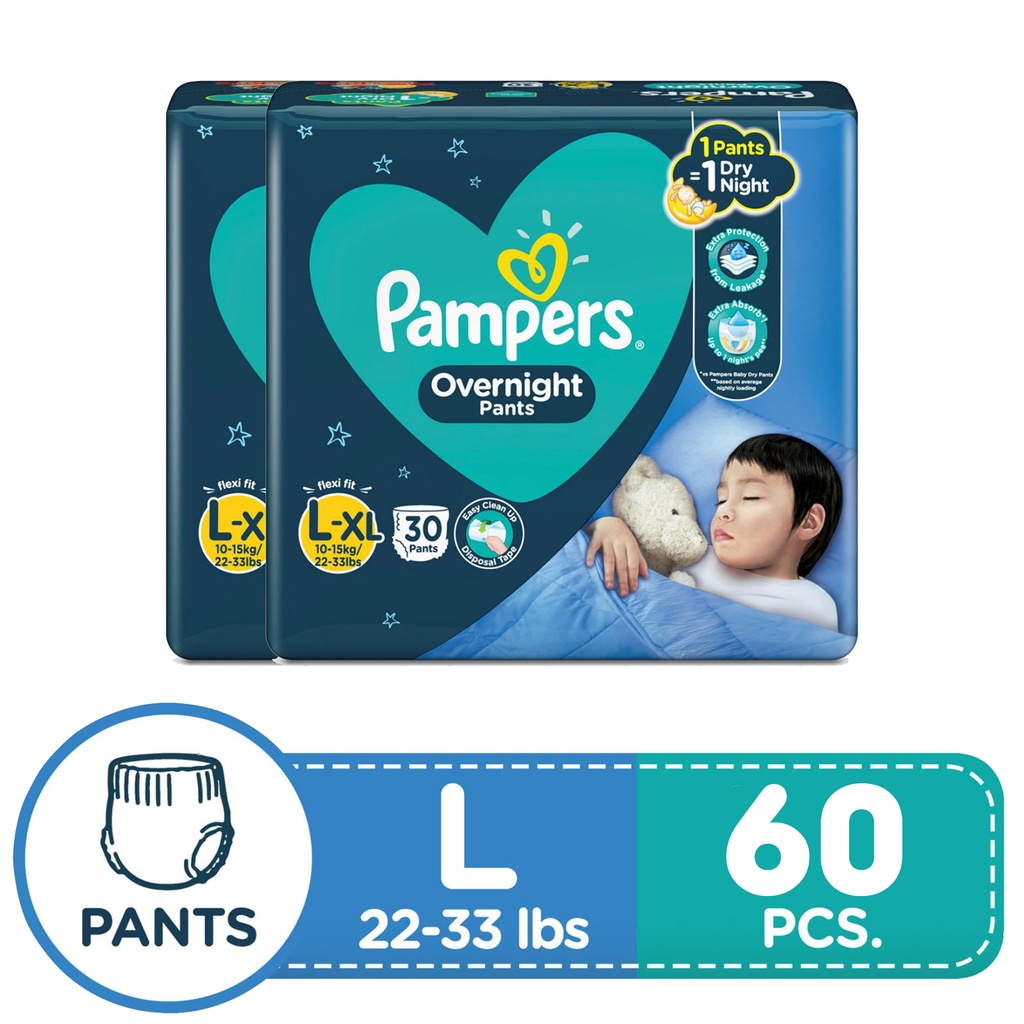 Pampers Overnight Diaper Pants Large up to XL 30s x 2 packs Shopee