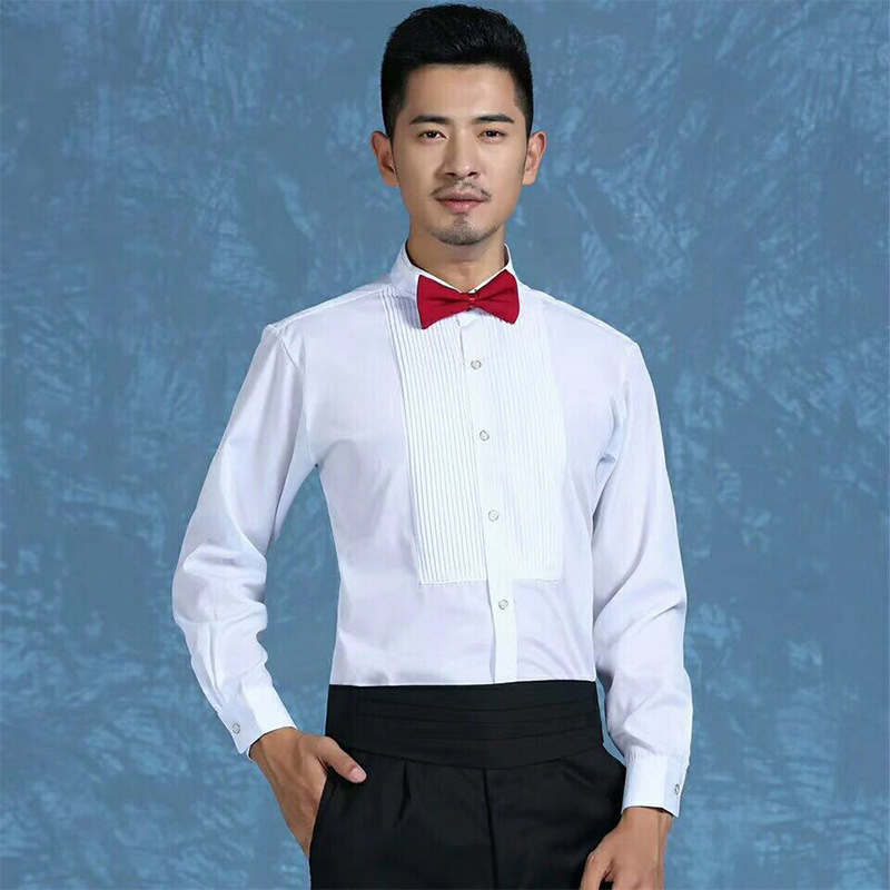 white long sleeve polo with bow tie