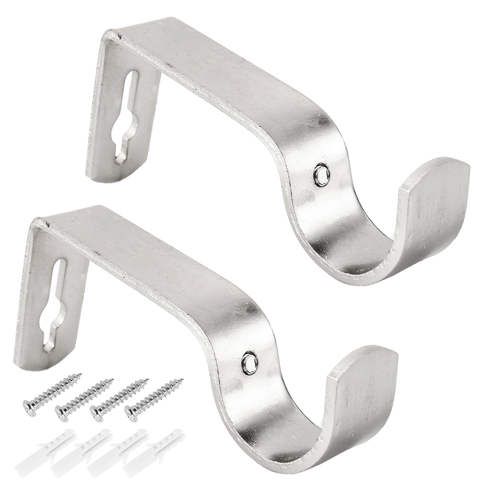 Metal Curtain Pole Rod Bracket Pipe Heavy Duty Sturdy Holder