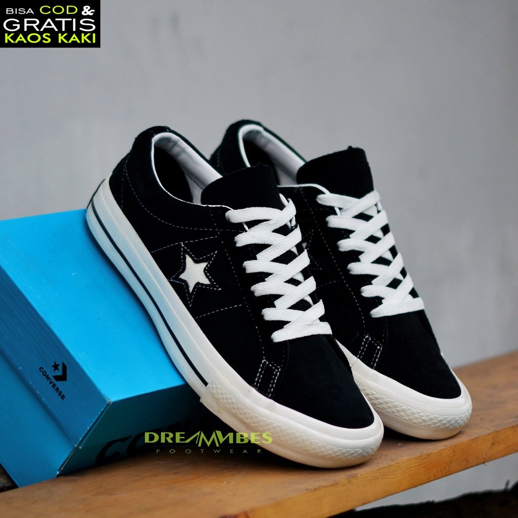 Converse ONE STAR BLACK WHITE SUEDE CLASSIC SNEAKERS SKATE | Shopee  Philippines