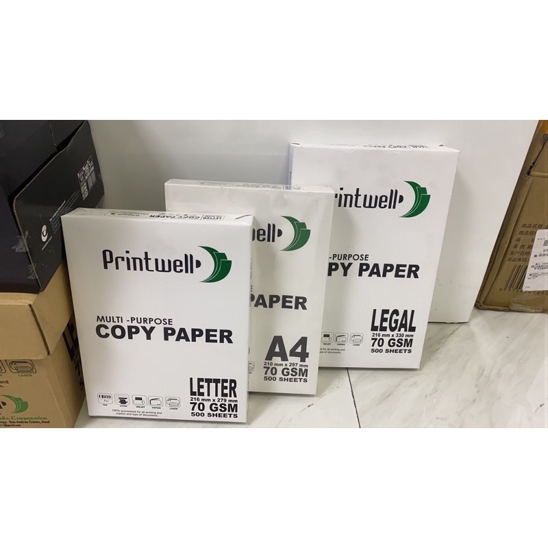 HARD PAPER Printwell Multipurpose Copy Paper A4 Size Bond Paper Per Ream 500 Sheets presyo ₱168
