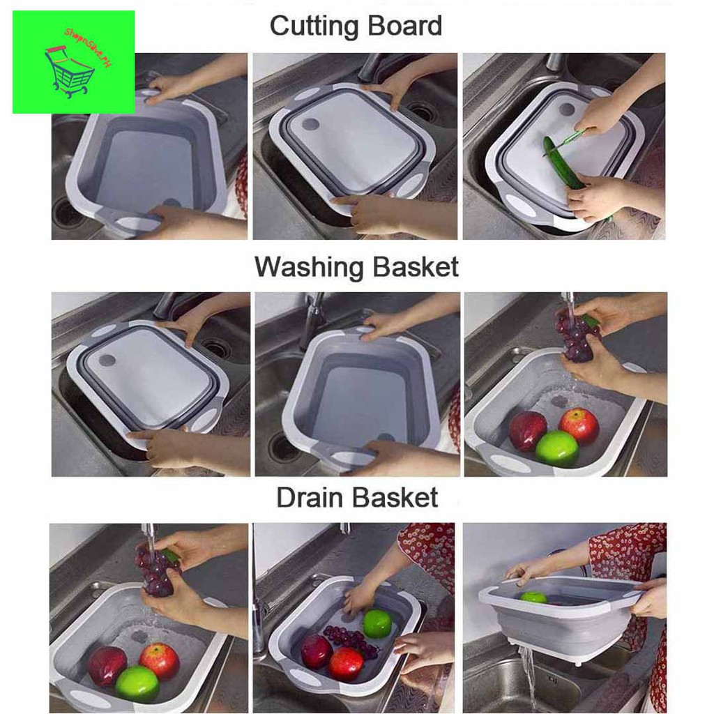 New Multi-functional Foldable Chopping Cutting Board Drain Basket Vegetable Basin
