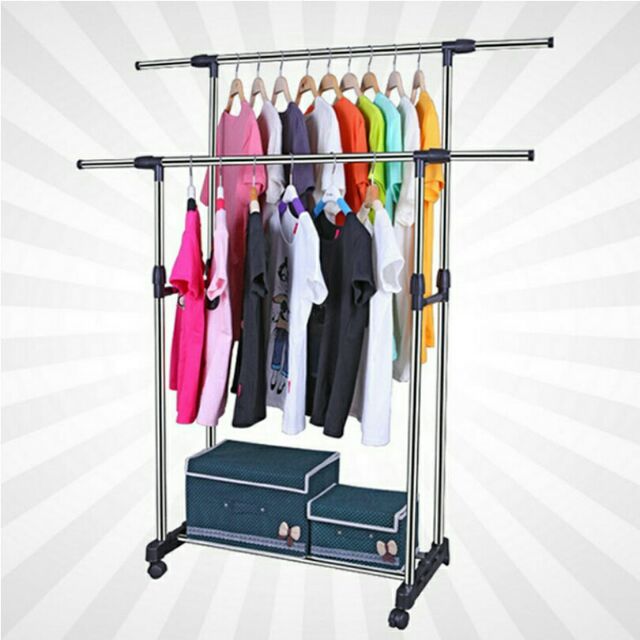 Multipurpose Double Pole Clothes Rack | Shopee Philippines