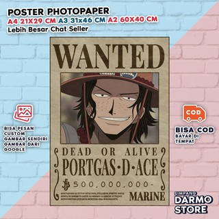 Poster One Piece Ace D Monkey Buronan Wanted Bounty Latest ...