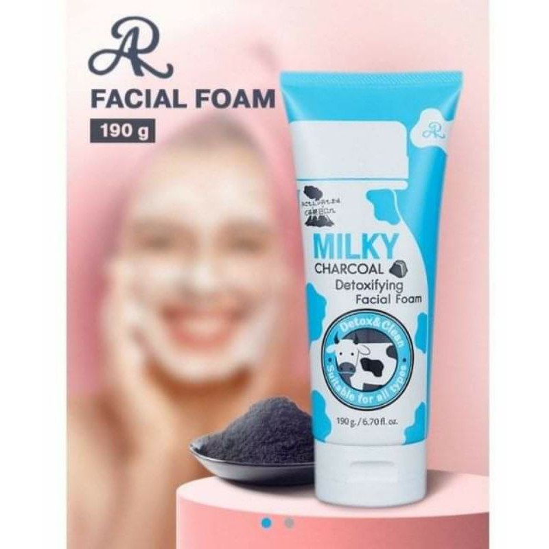 milky charcoal detoxifying facial foam