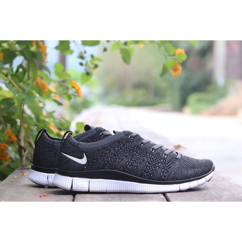 Nike Free Flyknit 5 0 Cheap Black White And Silver Shoes