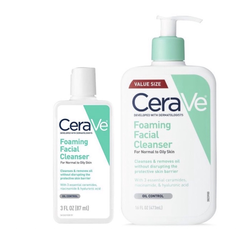 CeraVe Foaming Facial Cleanser, Normal to Oily Skin, 3oz / 16oz ...