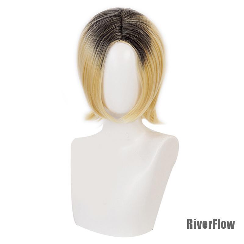 short yellow cosplay wig