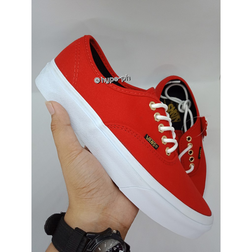 red and white sneakers