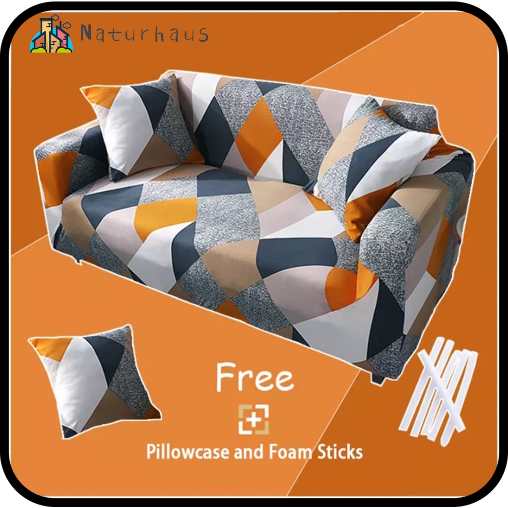Sofa Cover Set L Shape Elastic Sofa Cover 1/2/3/4 Seater Regular Shape Sofa Cover