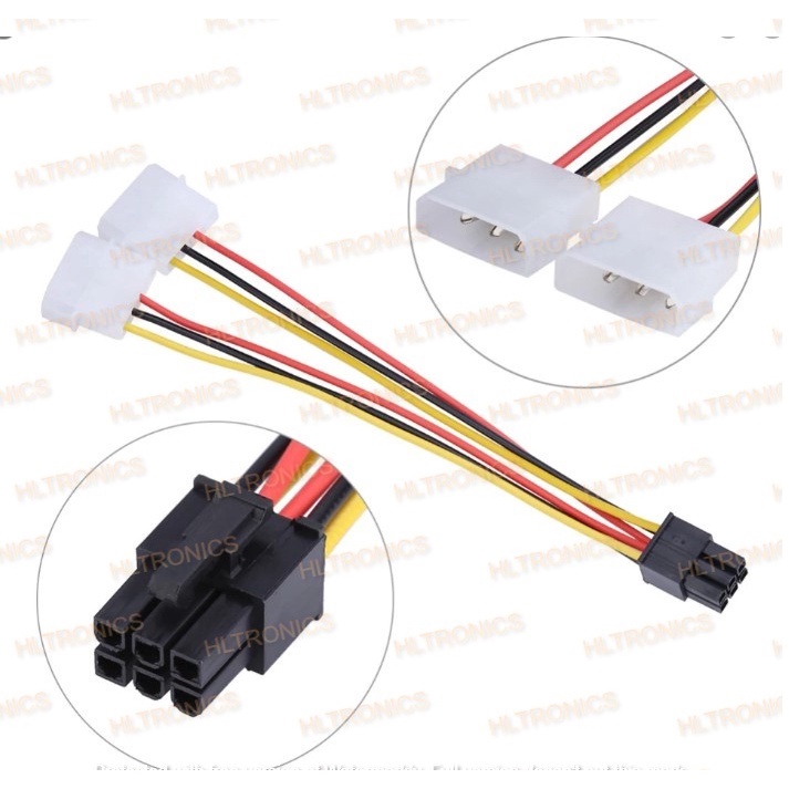 2 IDE Dual 4pin Molex IDE Male to 6 Pin Female PCI-E Y Molex IDE Power ...