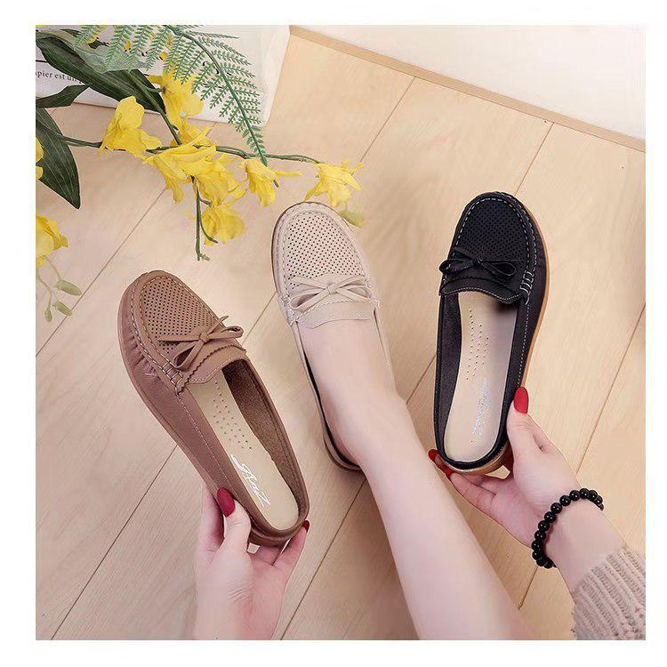 Suede Leather Flat Shoes Hollow Women’s shoes AZ811