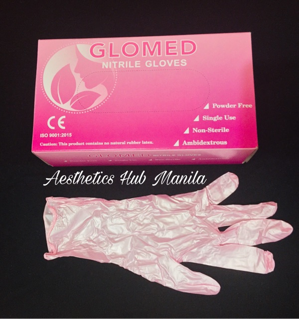 pink examination gloves