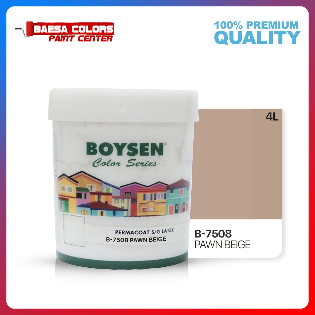 BOYSEN PERMACOAT LATEX PAINT COLOR SERIES PAWN BEIGE B7508 4L Shopee