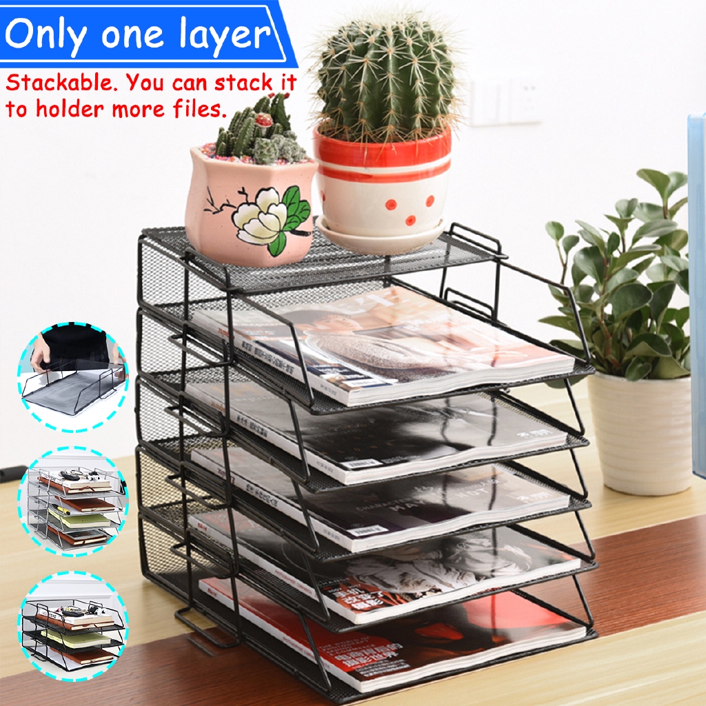 Metal Document Trays Desktop Stackable Letter Trays File Organizers