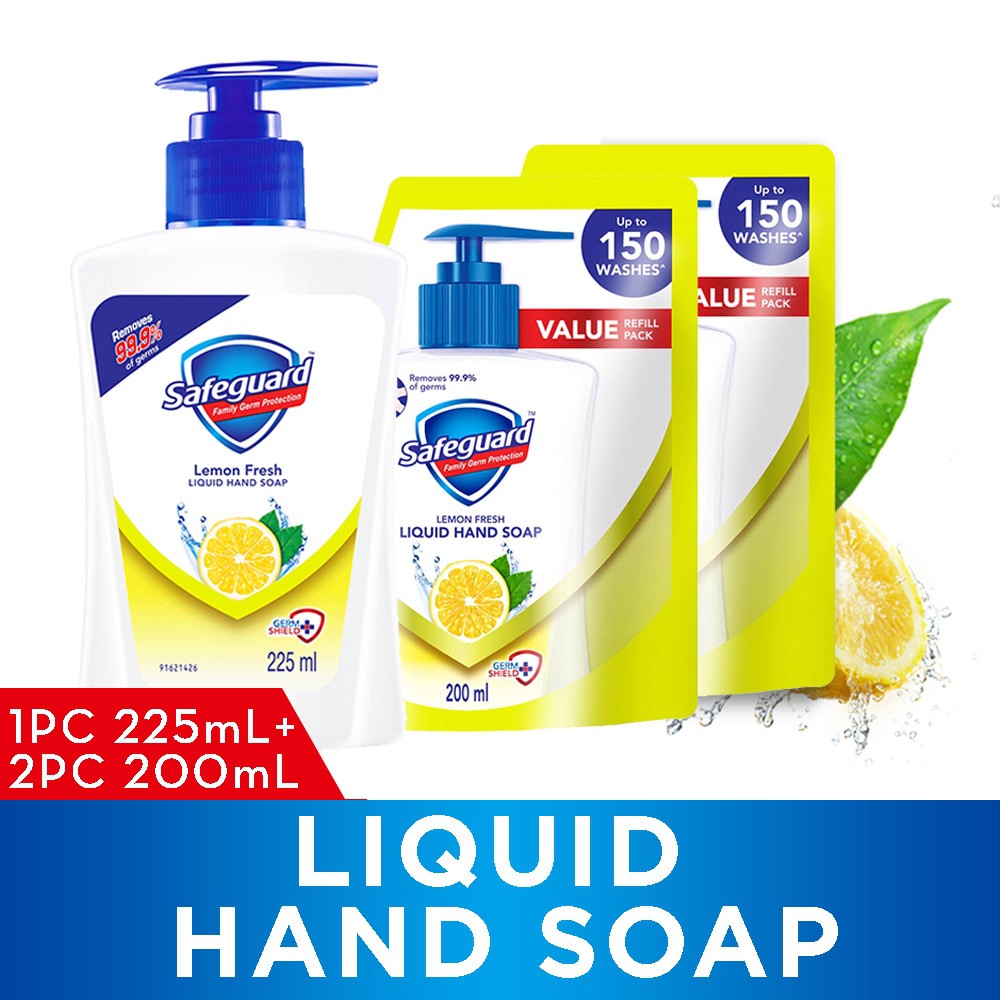 Llc Safeguard Lemon Fresh Liquid Hand Soap 225ml 2 Refills 200ml