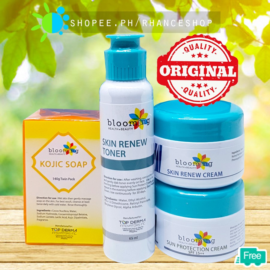 BLOOMING SKIN RENEW FACIAL SET Kojic Acid Soap Sunblock Cream