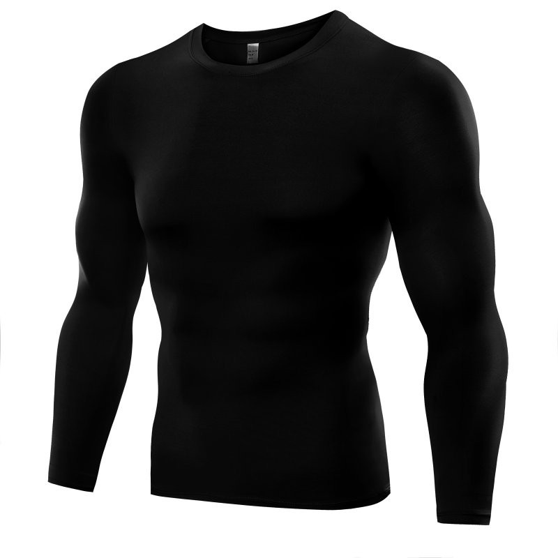 Mens Compression Shirt Long Sleeves Base Layer Gym Running Yoga Skin Fit Tight 