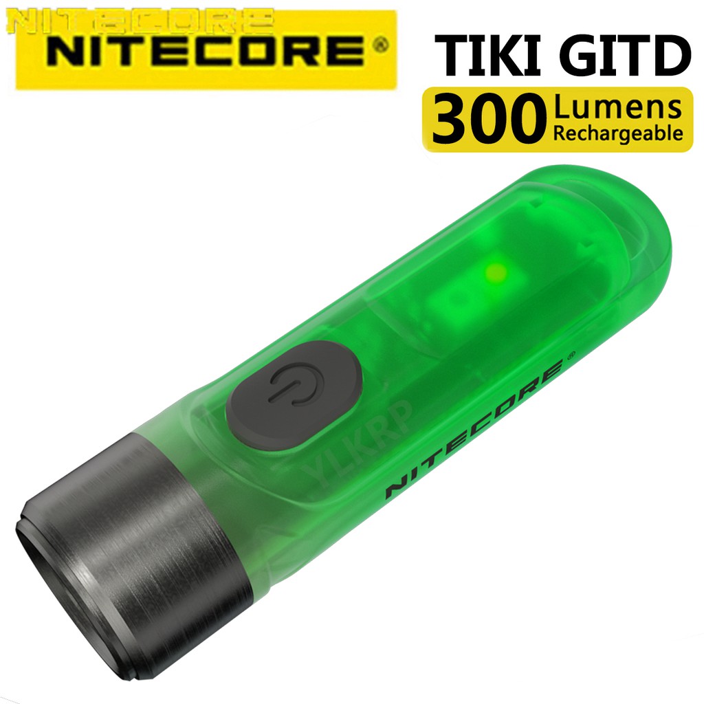 NITECORE TIKI GITD green,blue 300 lumens multi-source multi-purpose button light