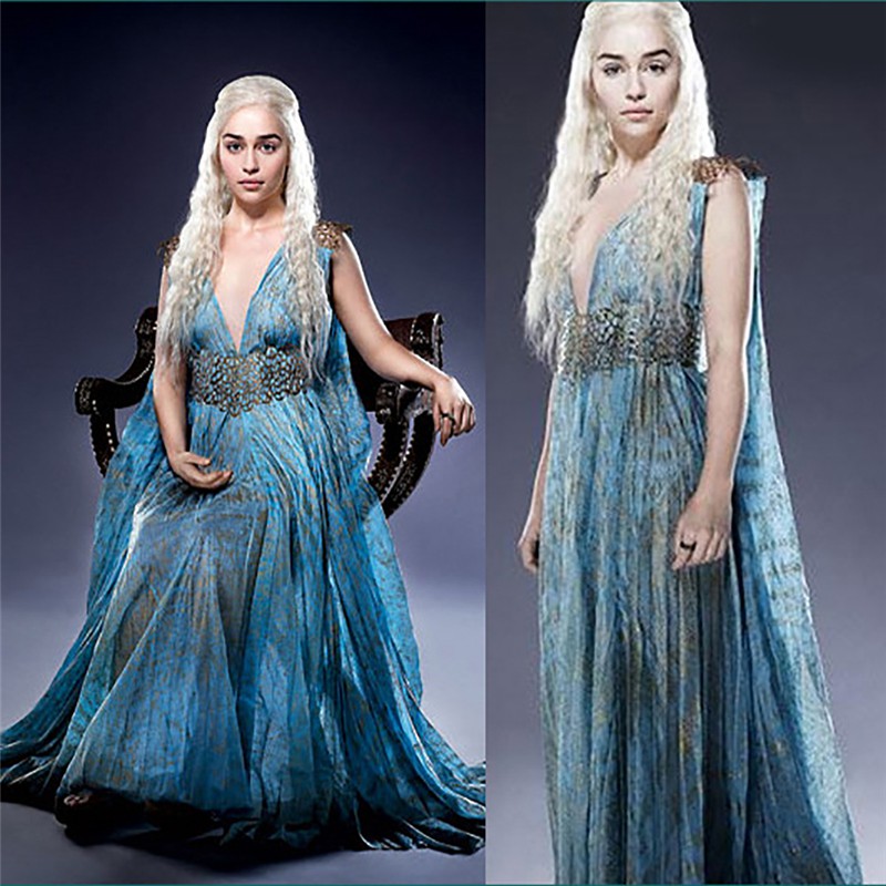 Fashion Thrones Daenerys Targaryen Qarth Cosplay Dress Halloween