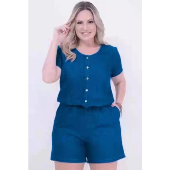 QueenFashion Denim Plus Size Jumpshort (FIT TO XL) | Shopee Philippines