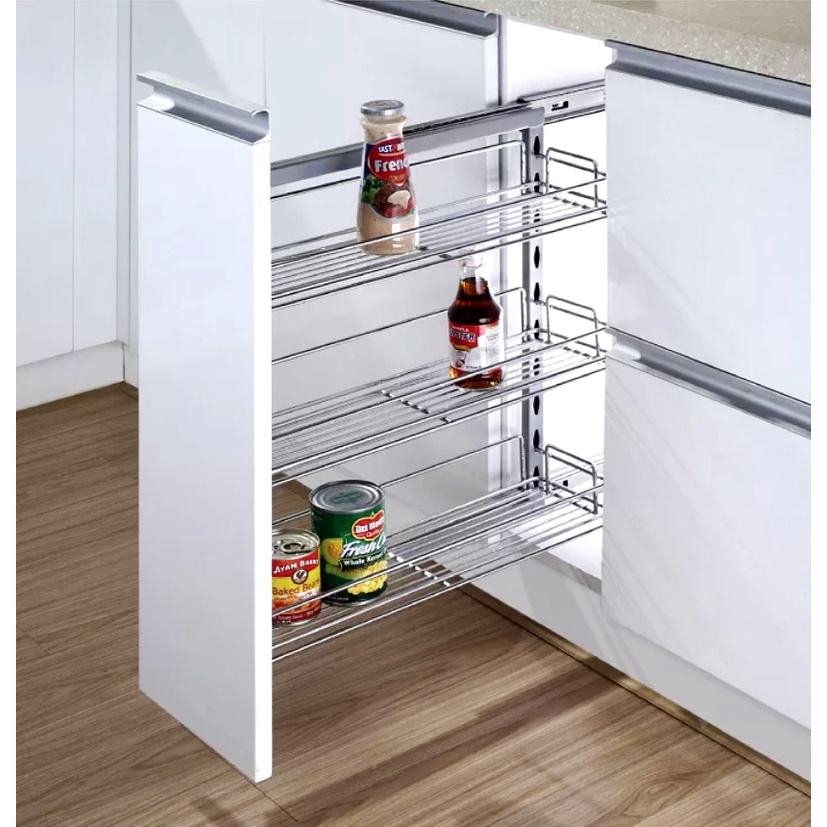 3 layer Stainless Pull out Condiments rack with adjustable frame ...