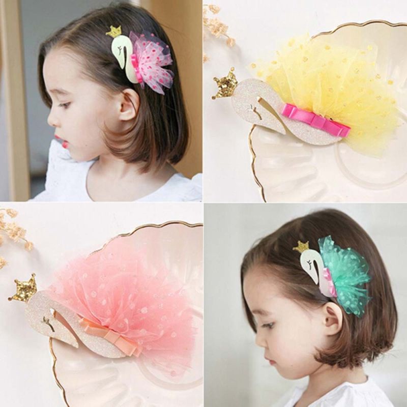 1pc Cartoon Hairpins Headwear Hair Clips Swan Lace Accessories
