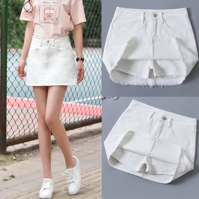 white denim mini skirt