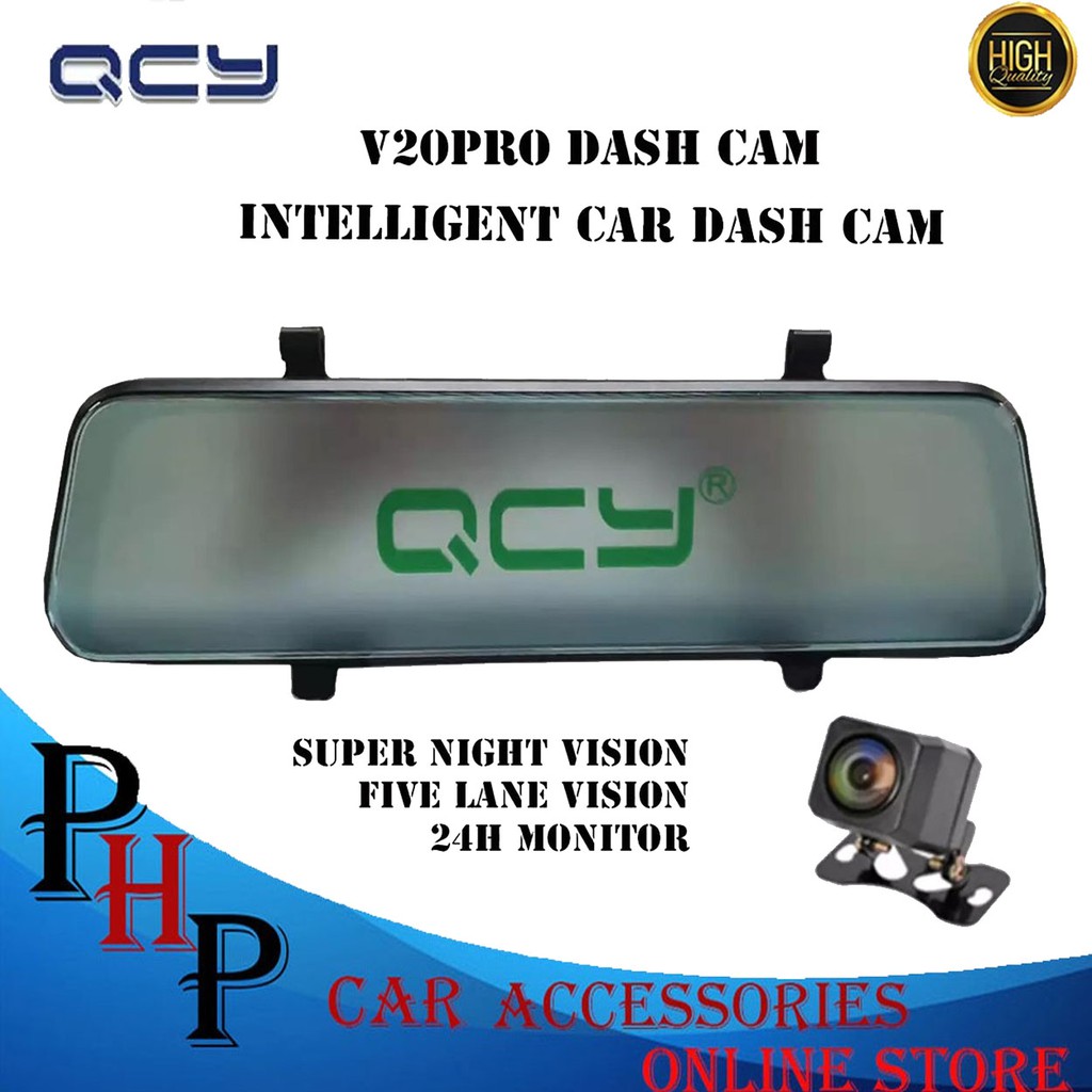 QCY V20pro dash cam 9.66'in touch screen/super night vision/gsensor