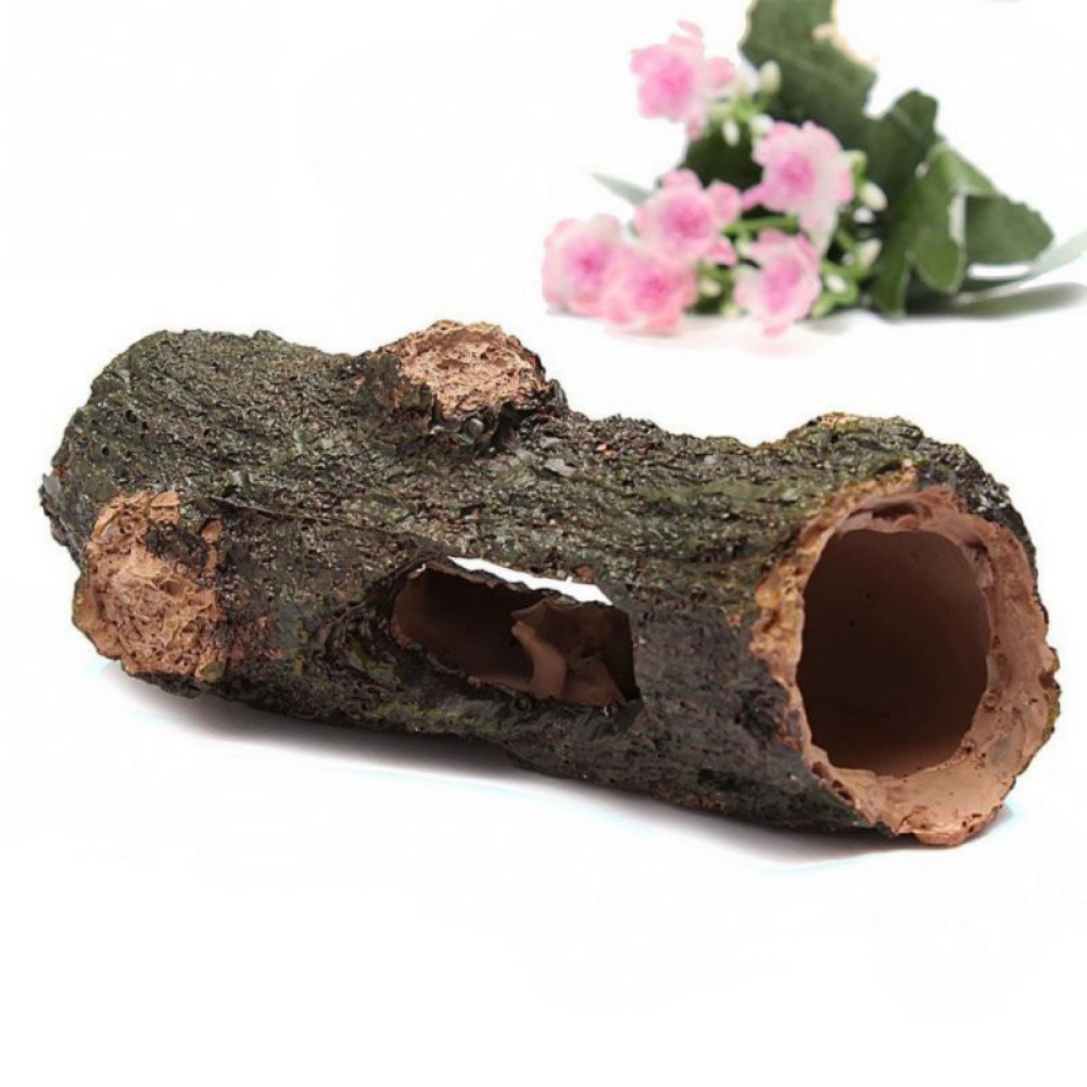 Resin Hollow Trunk Wood Tree Cave Decoration Aquarium Ornament