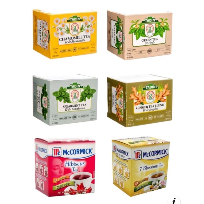 Tadin Chamomile Tea Ginger Green Spearmint Hibiscus 7 Blossoms Caffeine