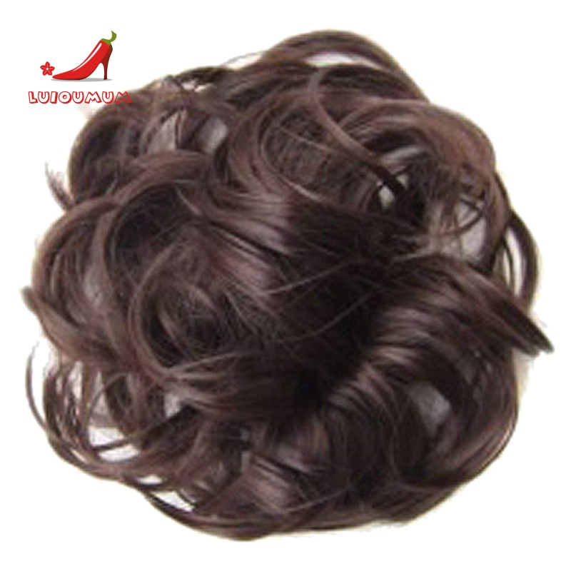 Wig Hair Ribbon Ponytail Extended Wavy Curly Hair Bun Hair Piece