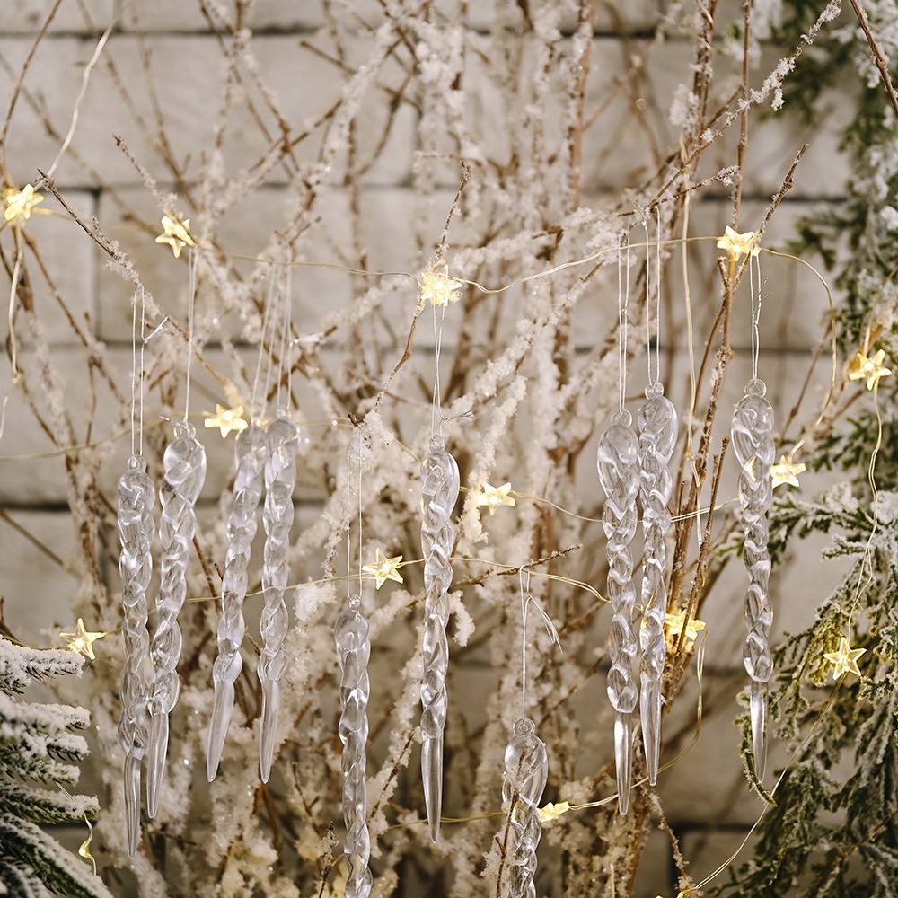 12PCS Christmas Decorations for Home Simulation Ice Xmas Tree Hanging Ornament Fake Icicle Props - Image 4