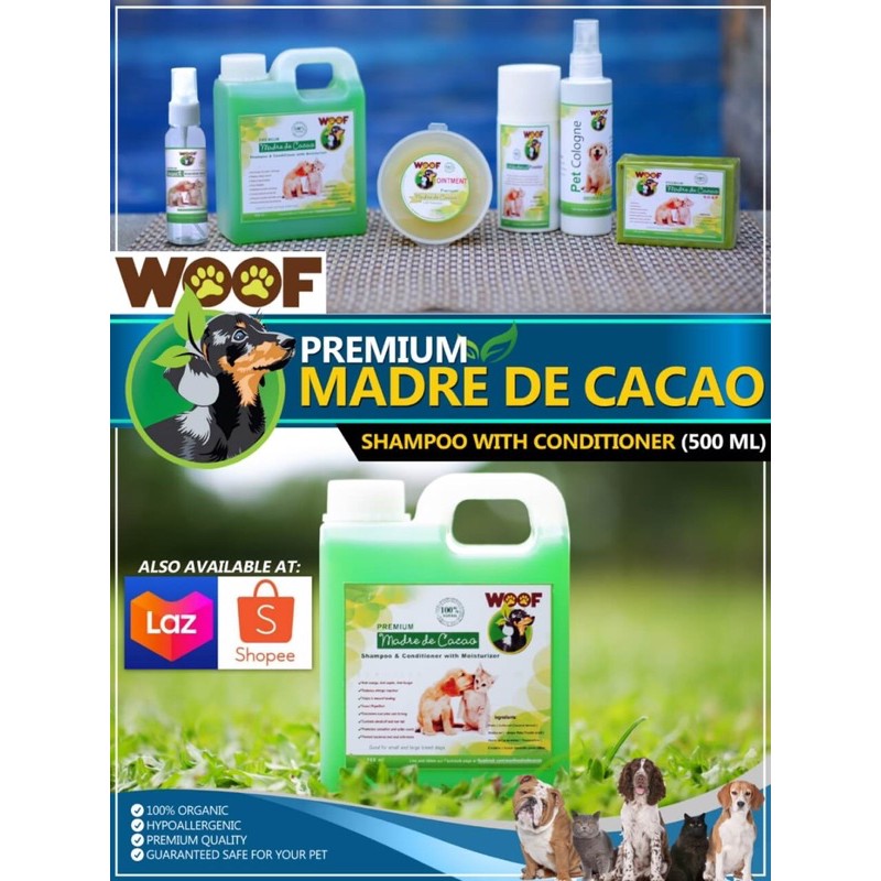 Premium Madre De Cacao Dog Shampoo with Conditioner (250ml, 500 ml or 1