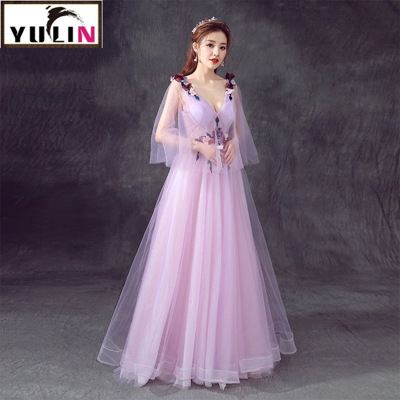 Women S Maxi Dress Purple Bridesmaid Dress Wedding Dress Shopee