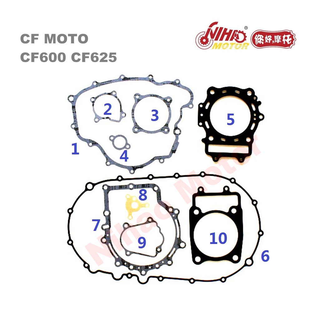 Refit CFMoto Parts CF600 Engine Full Gasket CF600 CF625 600cc 625cc for ...