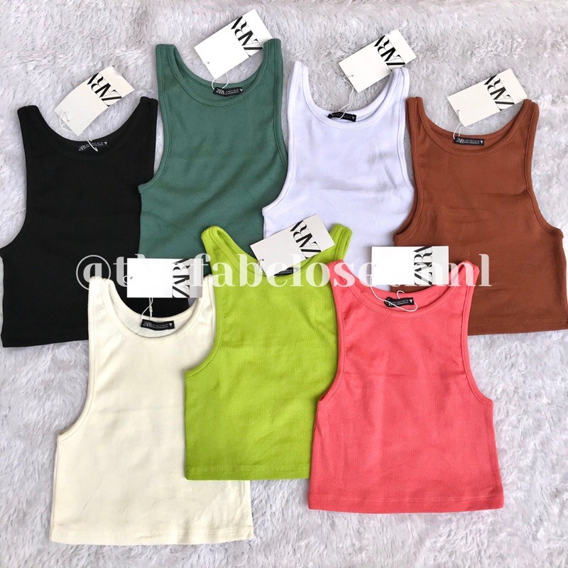 Zara Racerback Ribbed Crop Top (NEW COLORS) | Shopee Philippines