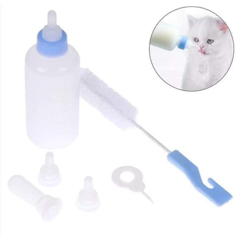 NURSING KIT FEEDING BOTTLE FOR DOGS AND CATS SOFT RUBBER NIPLES with ...